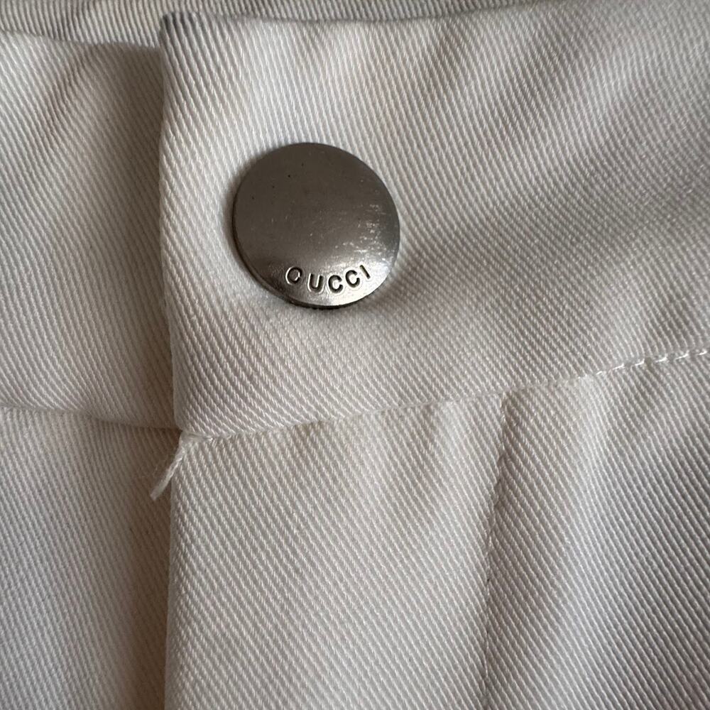 Gucci White Twill Shorts Ribbed Knit Striped Waistband Size IT 38 US 2 - Picture 4 of 9